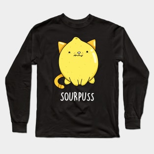 Sour Puss Cute Cat Lemon Pun Long Sleeve T-Shirt